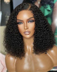 short curly bob wigs with natural curls, lace frontal human hair bob wigs for black women