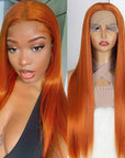 qvr wigs ginger orange straight lace part wig for black women