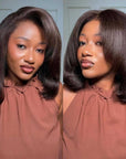 QVR 4C Edges Yaki Straight 9x6 Lace Short Bob Wigs Glueless Human Hair Wig