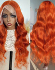 human hair lace wigs ginger orange body wave pre-plucked 4x4 lace closure