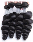 4 bundles natural black brazilian human hair bundles loose wave