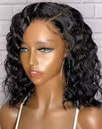 bouncy deep wave short bob wigs, glueless natural black bob wigs for melanin-rich beauty