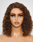 water wave short bob wigs with side part and