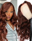 glueless human hair wigs with a rich reddish brown shade, perfect for adding depth and vibrancy to your look