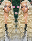 qvr wigs 13x4 hd lace front wig in 613 honey blonde body wave