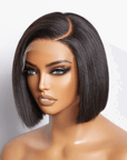 stylish straight bob wig with clean blunt cut and HD lace for a seamless look