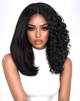 QVR 2-In-1 Style Switch Dream Curls Loose Curly & Straight Invisible V Part Bob Wig
