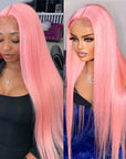 pink color human hair lace wigs for black women