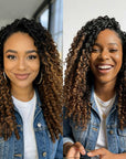 ombred t1b/30 crochet braids, burmese curly hair textures