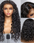human hair lace wigs 5x5 hd lace front with water wave and 4c edges