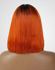 human hair lace wigs ombre 2 orange straight bob for stylish looks