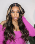 soft body wave human hair wigs with highlights