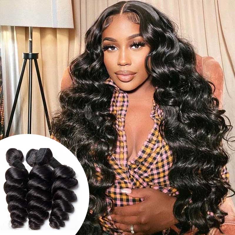 Queen Virgin Remy Natural Brazilian Human Hair Loose Wave 3