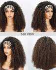 QVR Glueless Twist Curly Half Wig Invisible Hairline Ombre