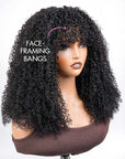 QVR Glueless Afro Curly Wig with Bangs High Density Fluffy Curly Human Hair for Black Women
