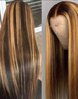 straight human hair wigs with honey blonde highlights