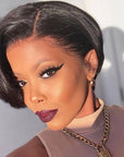 elegant pixie cut human hair wigs with t part lace