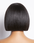 sharp and polished short bob wig with minimalist C part HD lace