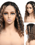 beautiful balayage highlight bob wigs, water wave 13x4 lace frontal human hair bob wigs for African American women