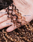 QVR Honey Caramel Mixed Highlights Feather Crochet Human Hair Burmese Kinky Curly Miracle Knots Crochet Weave Hair Extensions
