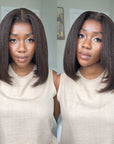 QVR 4C Edges Yaki Straight 9x6 Lace Short Bob Wigs Glueless Human Hair Wig