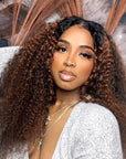 balayage colored curly v part wig human hair