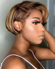 human hair lace wigs piano highlight pixie for confident black women