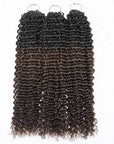 3 packs small kinkly curly crochet hair ombred brown colored