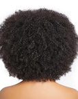 glueless human hair wigs, short and curly with bangs for a bold look.