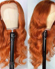 human hair wigs ginger orange 5x5 lace closure for stylish black women