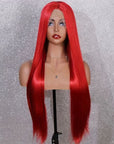 vibrant red human hair wigs with pre-plucked lace