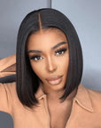 straight short bob v part human hair wigs