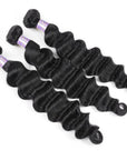 loose deep wave natural black human hair weave 3 bundles