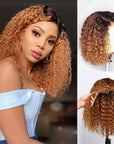 ombre 1B/30 curly short bob wigs, Brazilian human hair lace frontal bob wigs for Black women