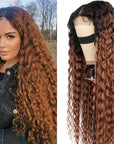 glueless wigs deep wave 1b/30 honey brown for black women