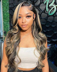 qvr wigs balayage highlight 13x4 lace frontal straight for effortless glam