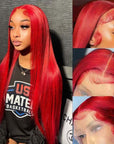 human hair wigs 13x4 red lace front for black women
