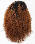QVR Glueless Twist Curly Half Wig Invisible Hairline Ombre