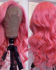 vibrant pink human hair lace wigs for black women