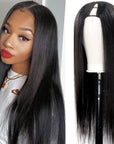 natural black silky straight v part wig remy human hair