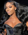 qvr lace frontal wigs, body wave style, black hair
