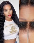 natural-looking loose deep wave wear and go wig with invisible lace frontal