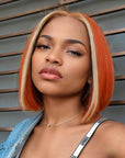 qvr wigs ombre orange 613 straight t lace bob for black women