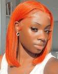 qvr wigs orange straight t lace bob for bold black women
