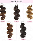 QVR Highlight Brown Body Wave Feather Crochet Hair Machine Made Feather Human Hair Extension