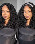 QVR Glueless Burmese Curly V Part Wigs Natural Black Invisible Lace Edge Human Hair Wig