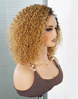 side part human hair short curly wigs