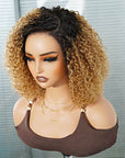 ash blonde colored short curly human hair wigs