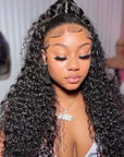 deep curly wear and go wig with HD lace closure