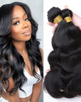 qvr natural black body wave virgin human hair bundles